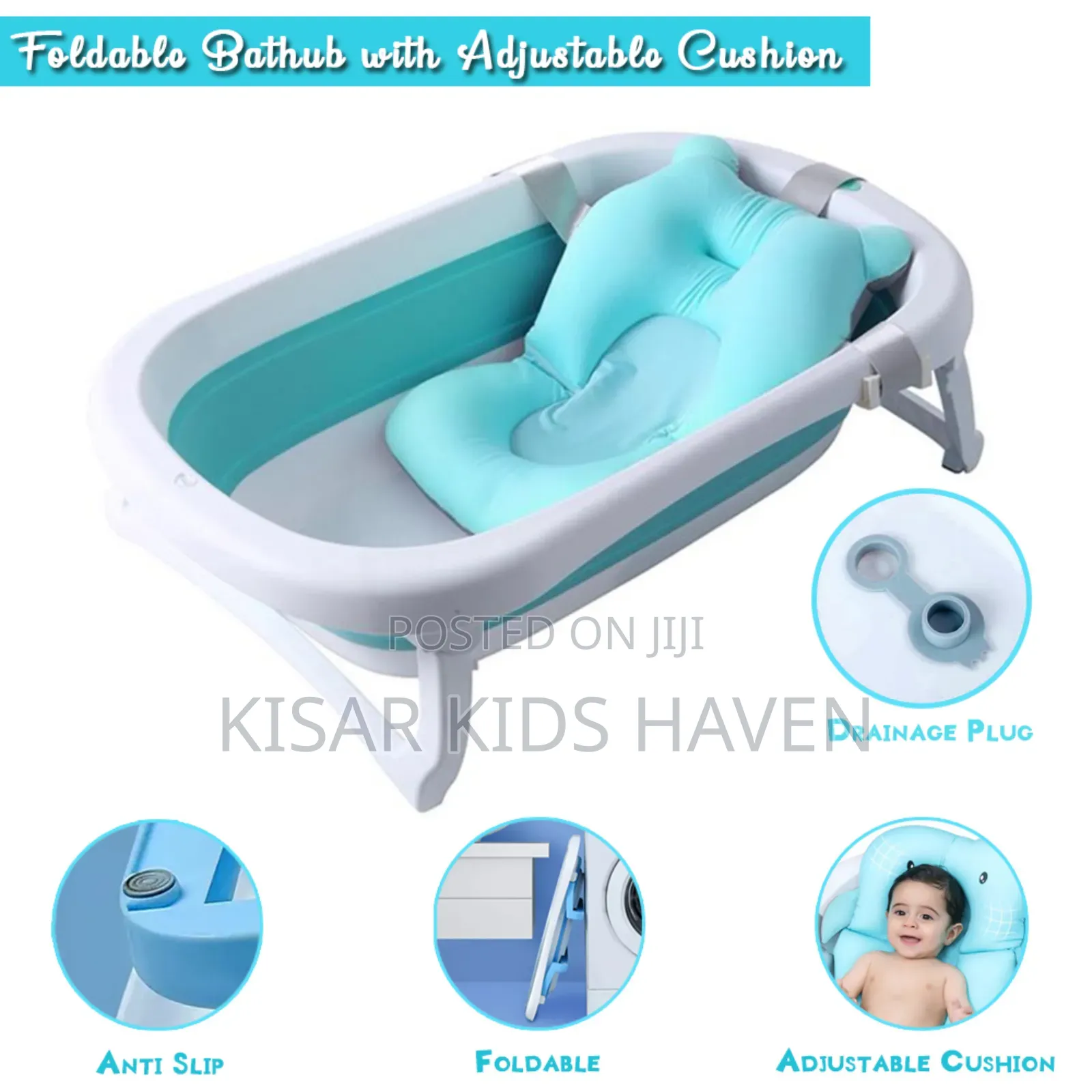 Foldable Bath Tub With Soft Cushion Bather( Pink/ Blue )
