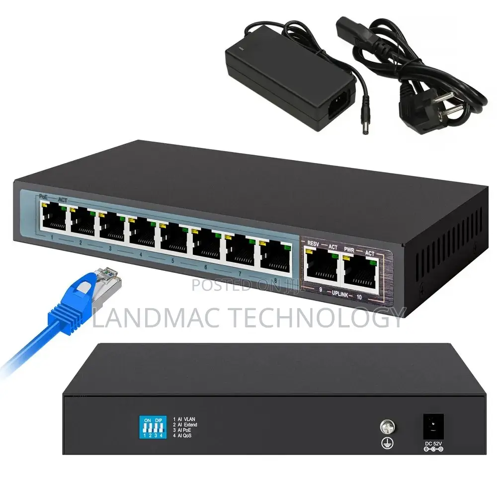 Poe Switch With Ports 8 and 2 Uplink Ports for CCTV