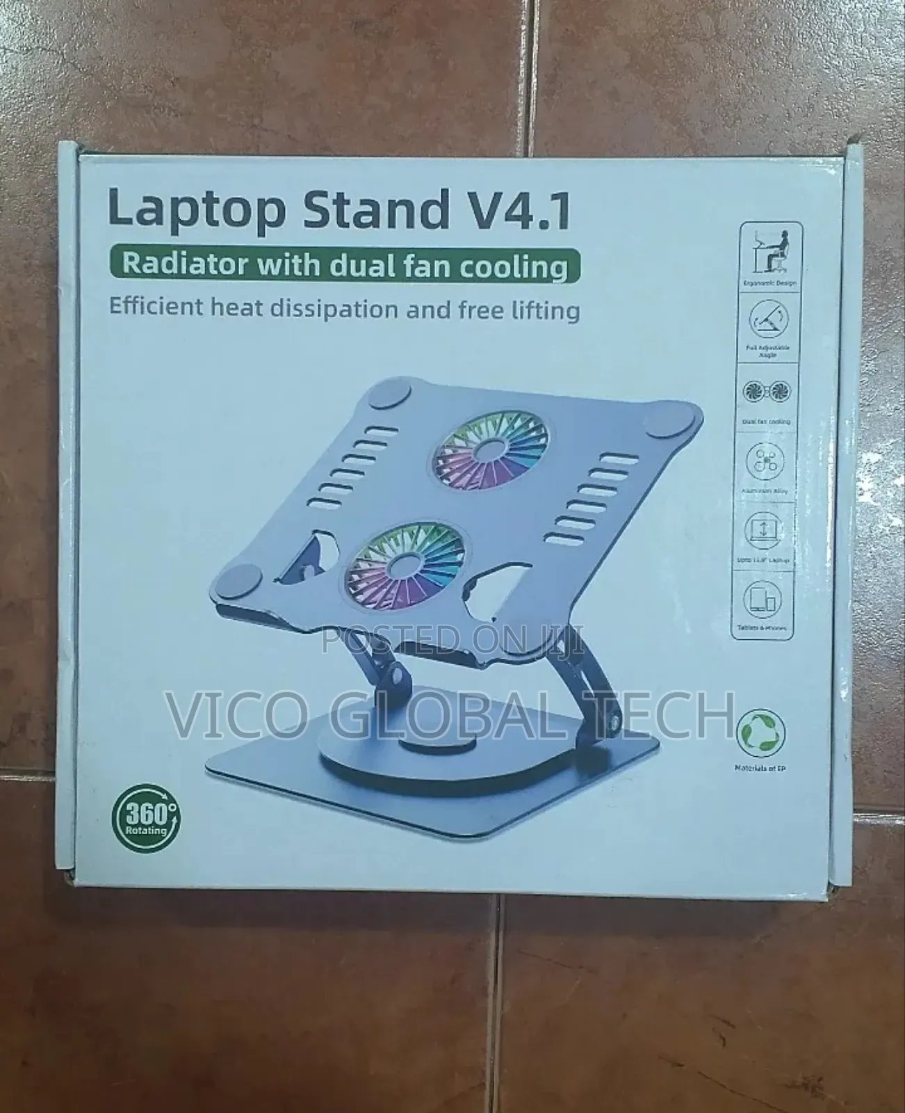Laptop Stand With Dual Fan Cooling 360°