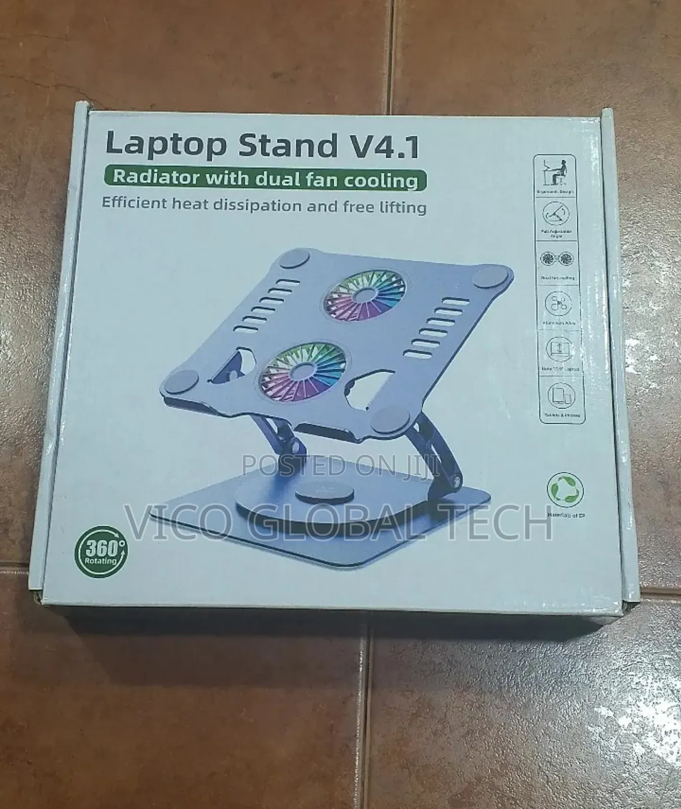 Laptop Stand With Dual Fan Cooling 360°