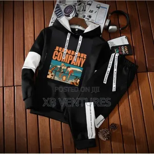 Men's Printed Patchwork Hoodie Long-Sleeve Two-Piece