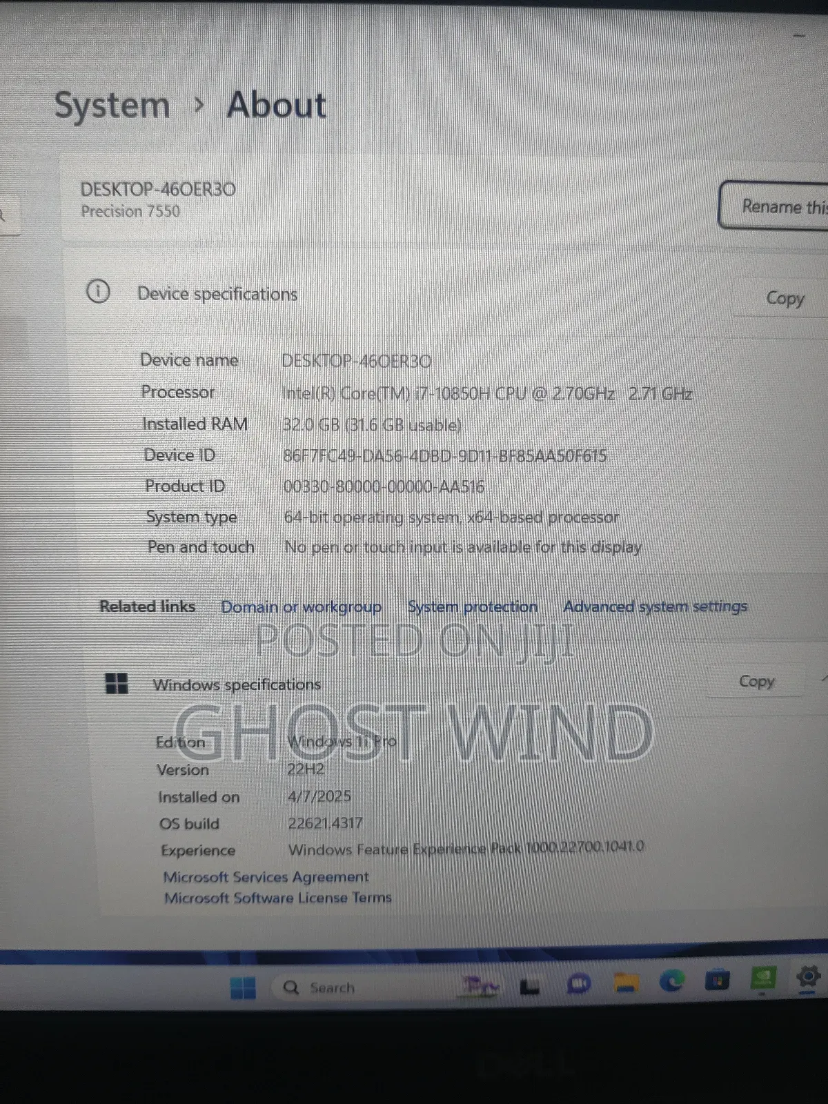 Laptop Dell Precision 7550 32GB Intel Core I7 SSD 512GB