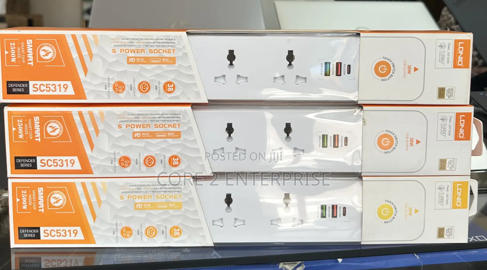 Ldnio Sc5319 Power Strip – 5 Sockets + Fast Charging Usb