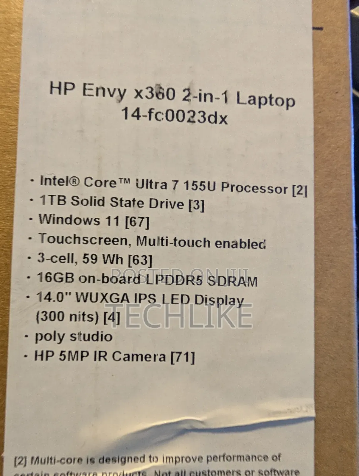 New Laptop HP Envy 14t 16GB Intel Core Ultra 7 SSD 1T