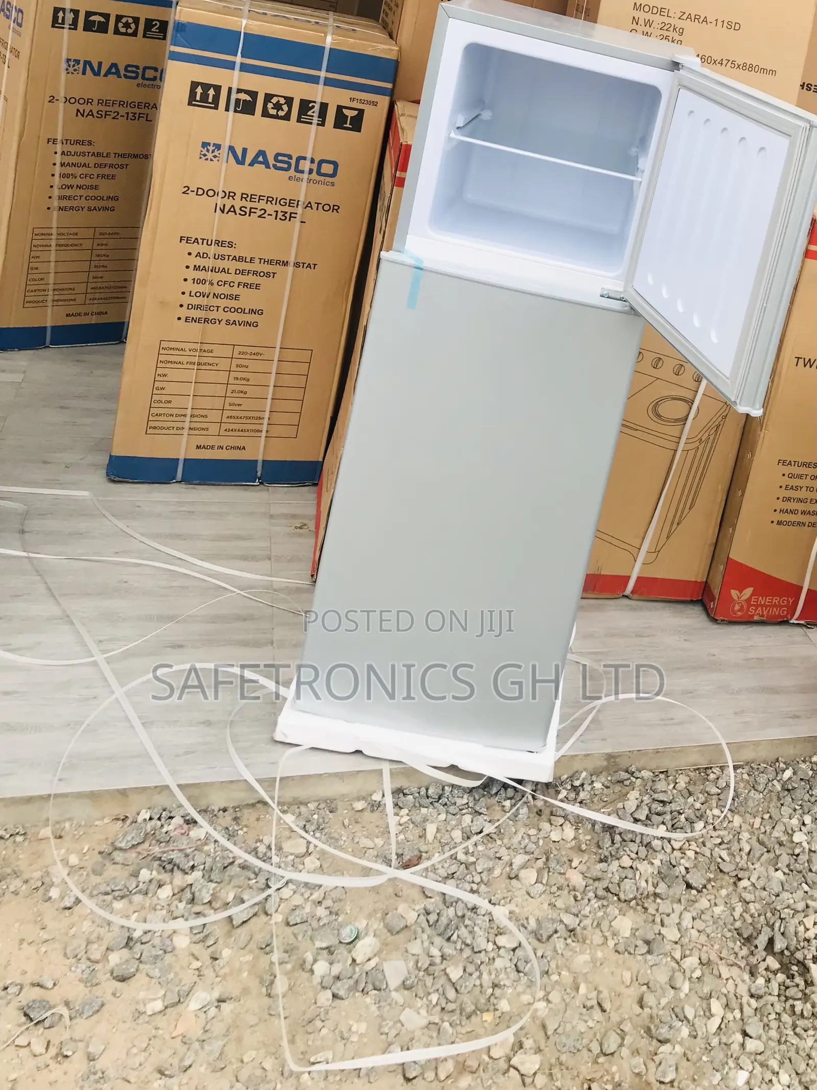 Available Nas-13fl Doubledoor Grey Top Freezer 136l Fridge