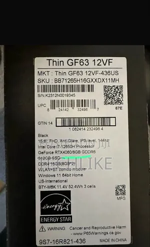 New Laptop MSI GF63 16GB Intel Core I7 SSD 512GB