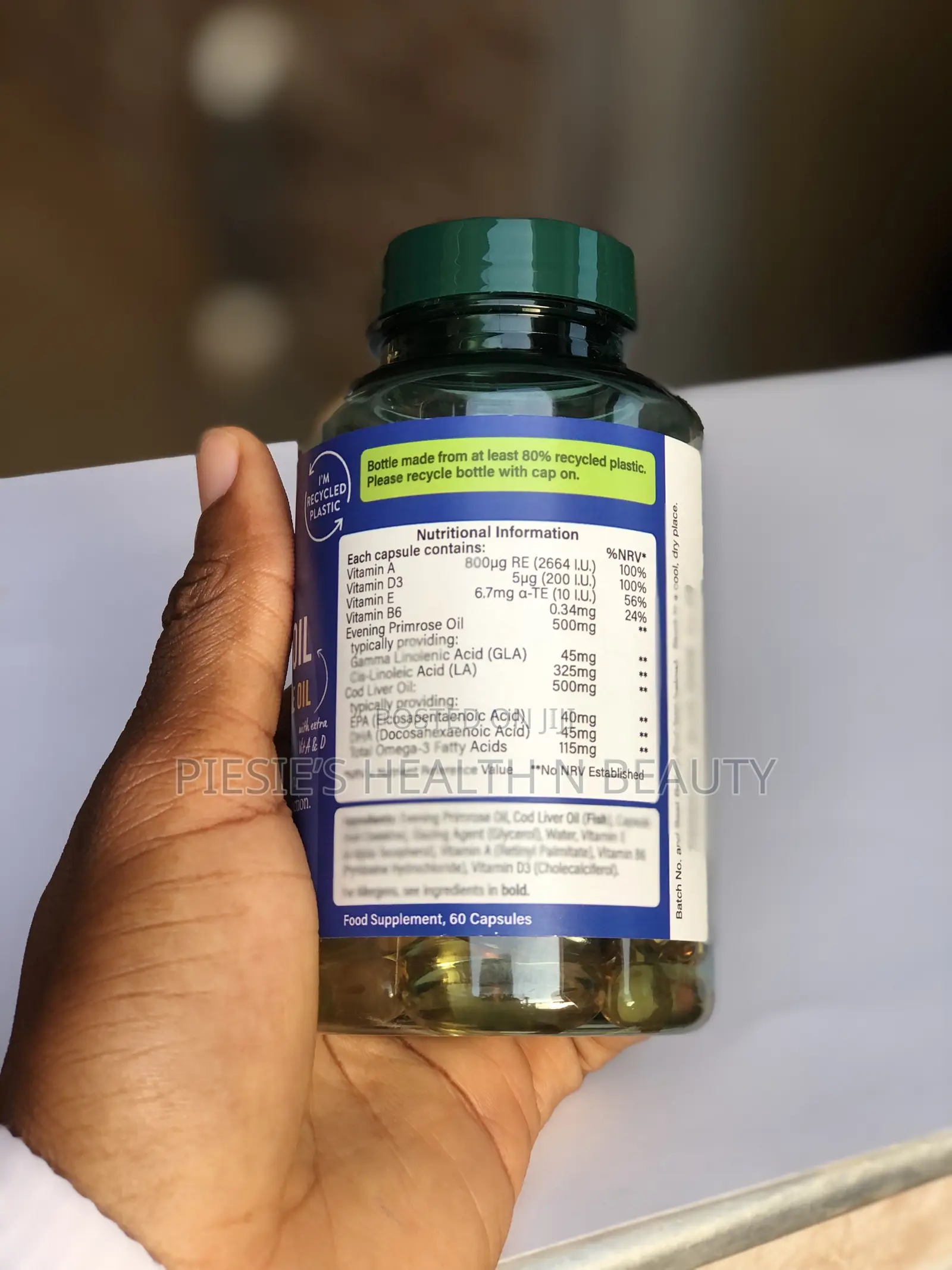 H B Pure Cod Liver Oil With Evening Primrose Oil 500mg 60s