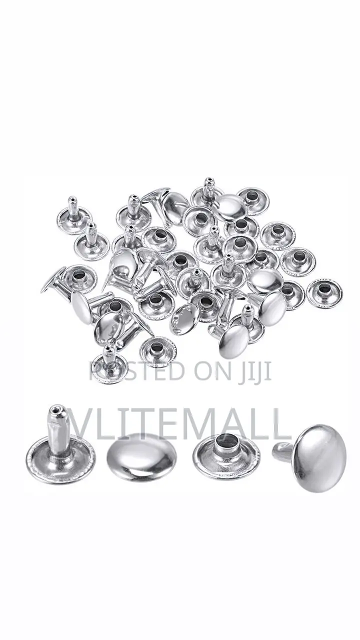 9*9 Double Cap Brass Rivet Silver Tone