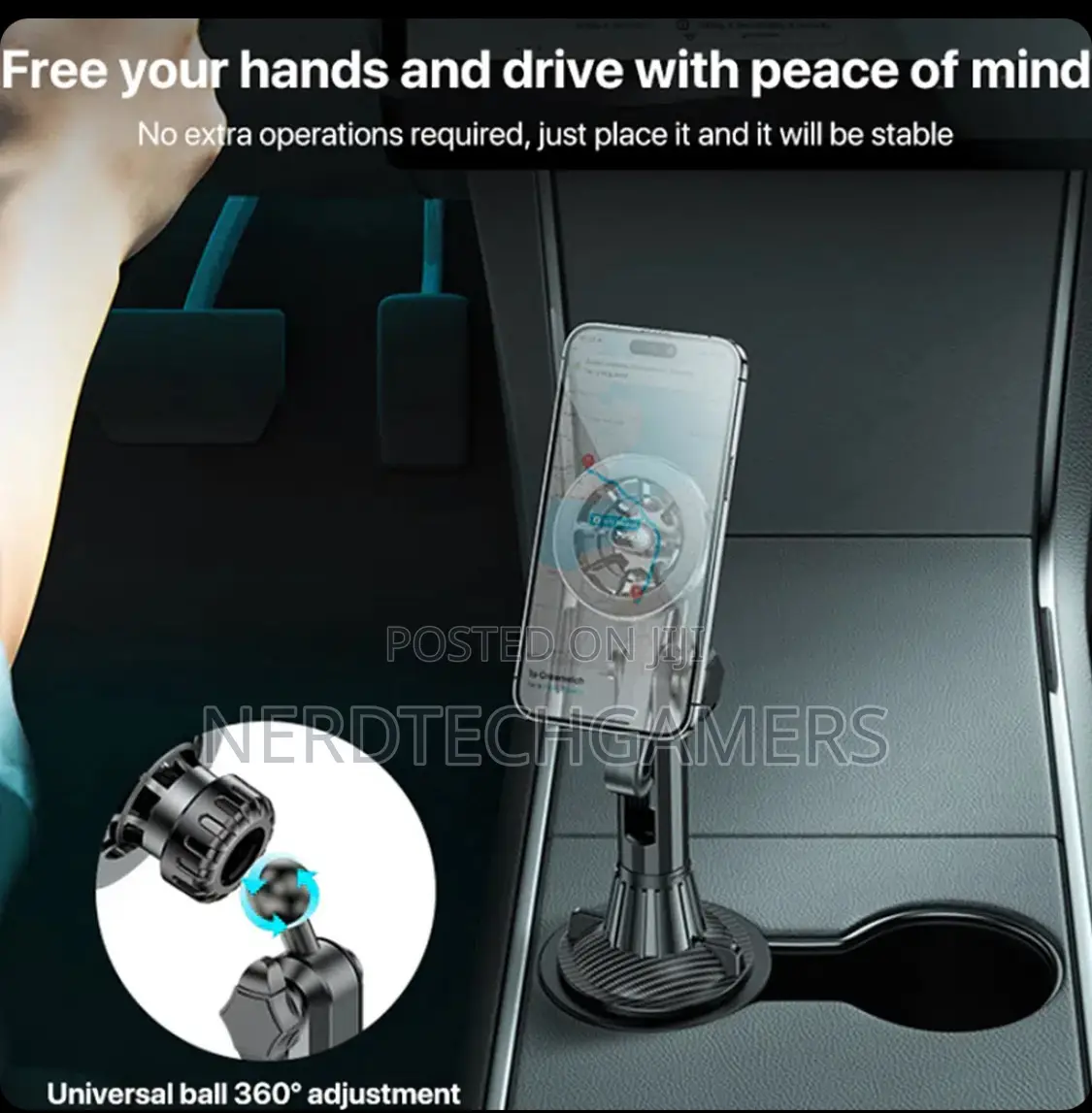 Magnetic Car Cup Holder for iPhone 12 to 15, Adjustable