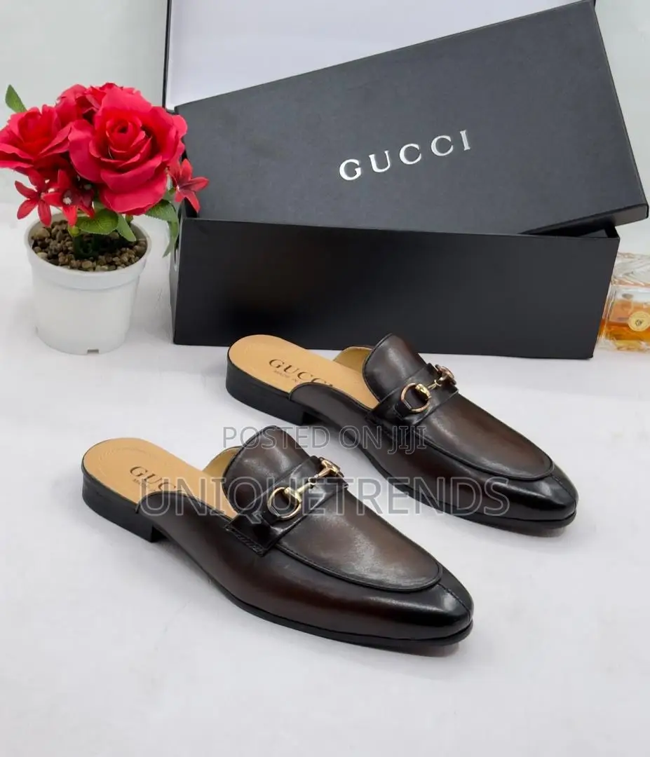 Executive Gucci Leather Half Shoes (Black Brown)