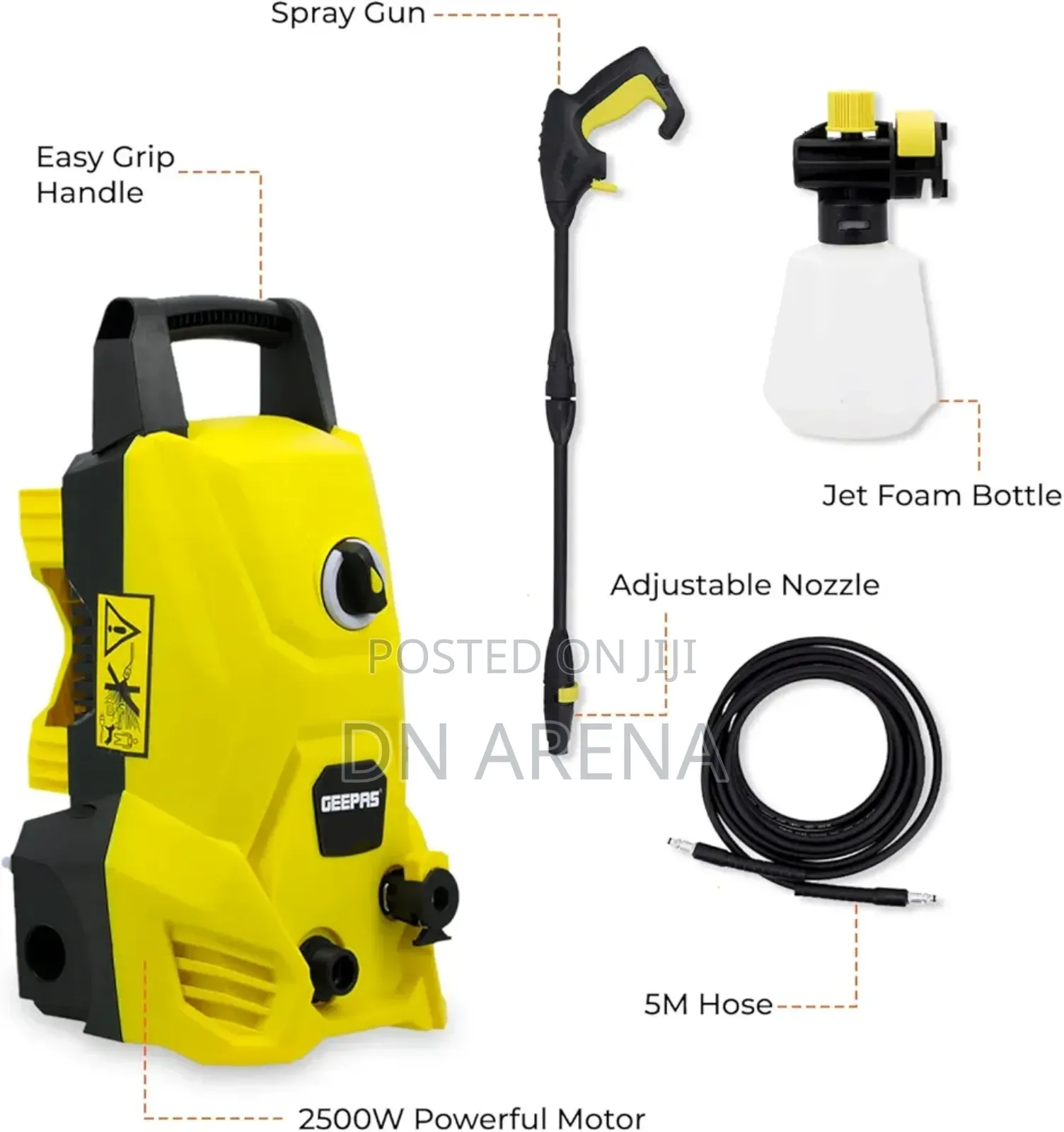 Geepa Gcw19029 2500w Highpressure Car Washer, Yellow/Black
