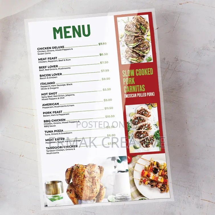 Menu Card With Pouch