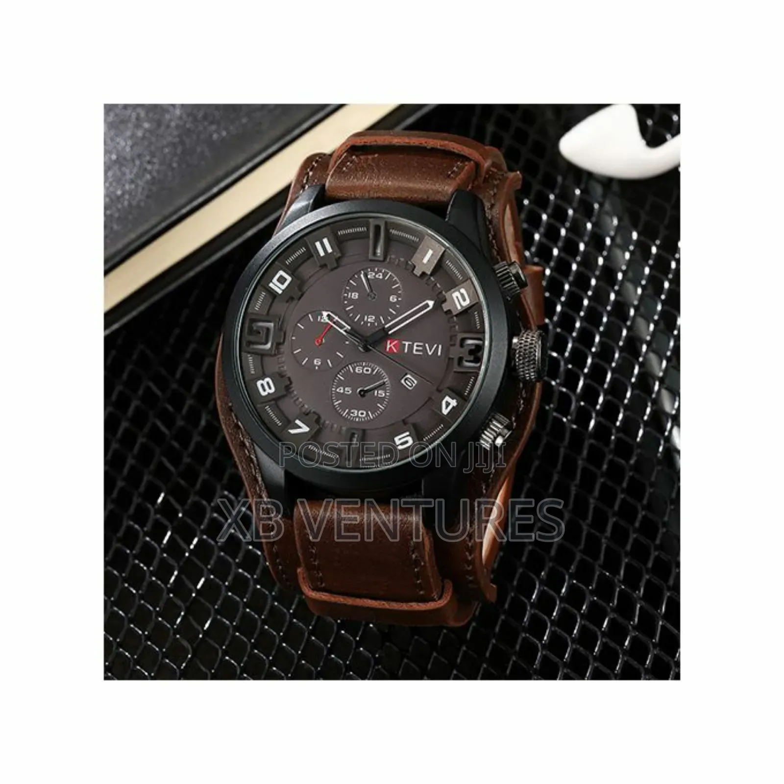 Men's High Quality Leather Strap Watch - Brown