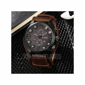 Men's High Quality Leather Strap Watch - Brown