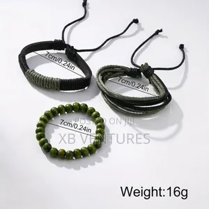 1pc Round Calendar Quartz Watch for Men 3pcs Bracelets Set
