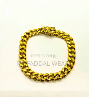 Yellow Heavy Solid Cuban Link Chain Bracelet