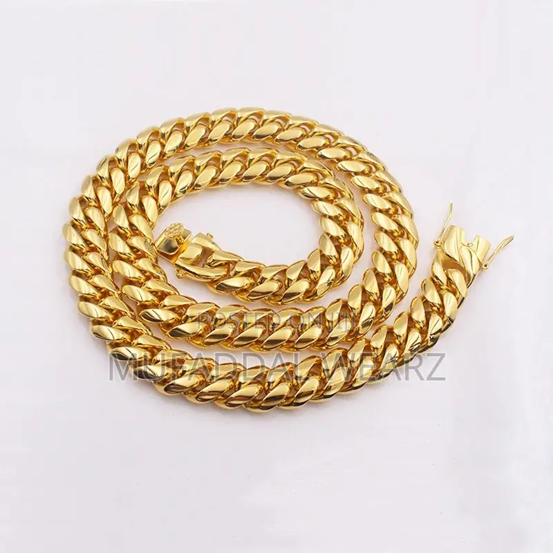 Yellow Heavy Solid Cuban Link Chain Bracelet