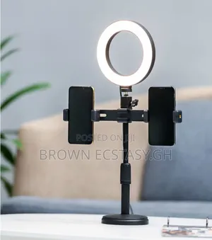 Desktop Tripod Ring Light and Double Phone Holders