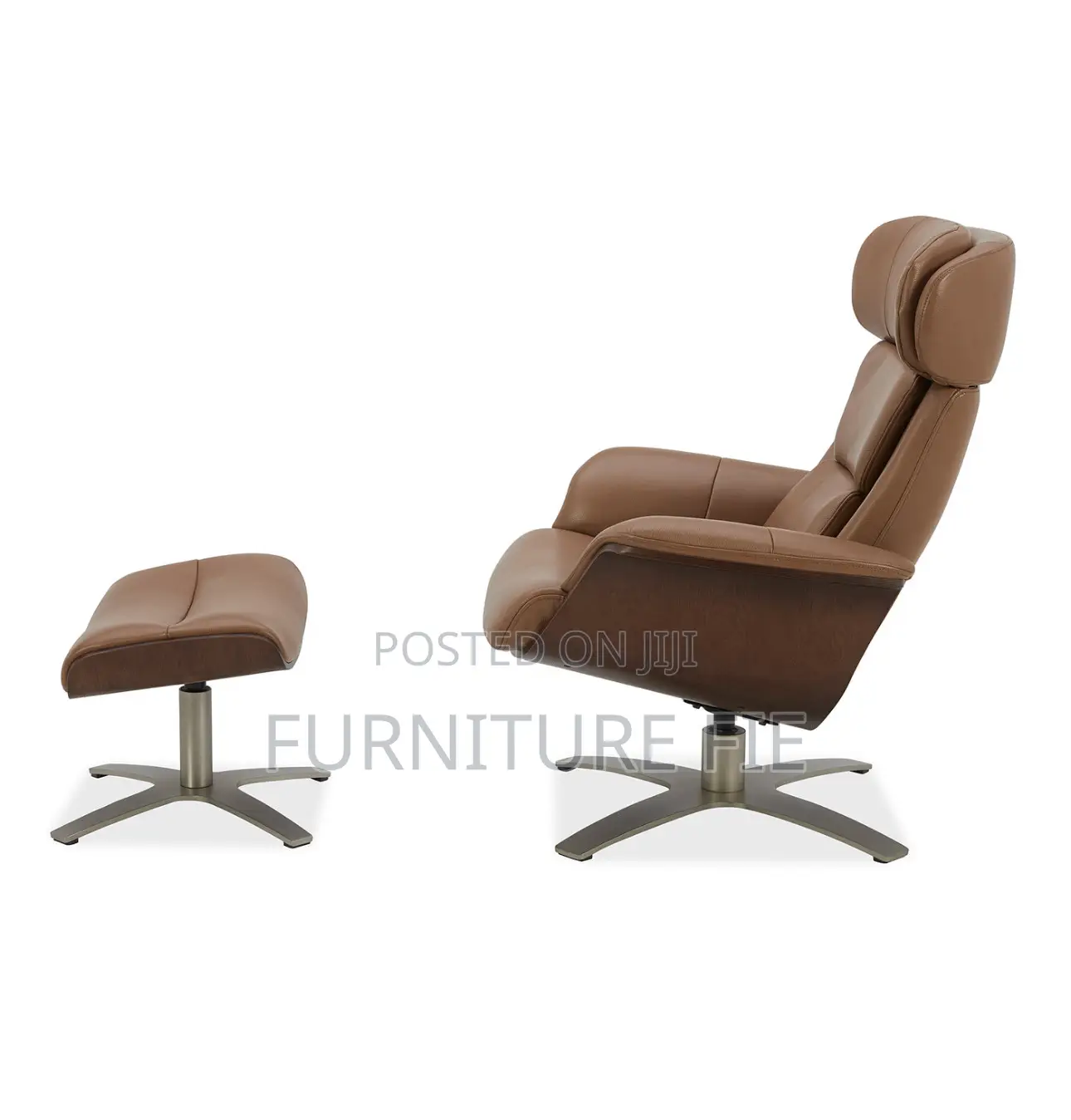 Janer Leather Swivel Chair Ottoman Set, Created for Macy’S