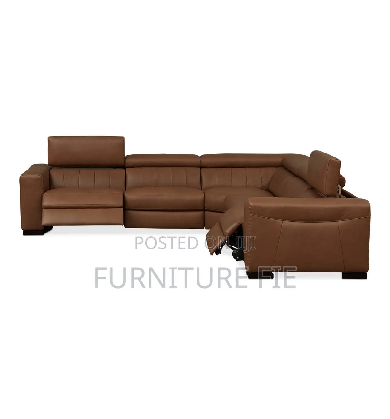 Rinan 5pc Leather Sectional With Recliners(Cream/Brown)Macys