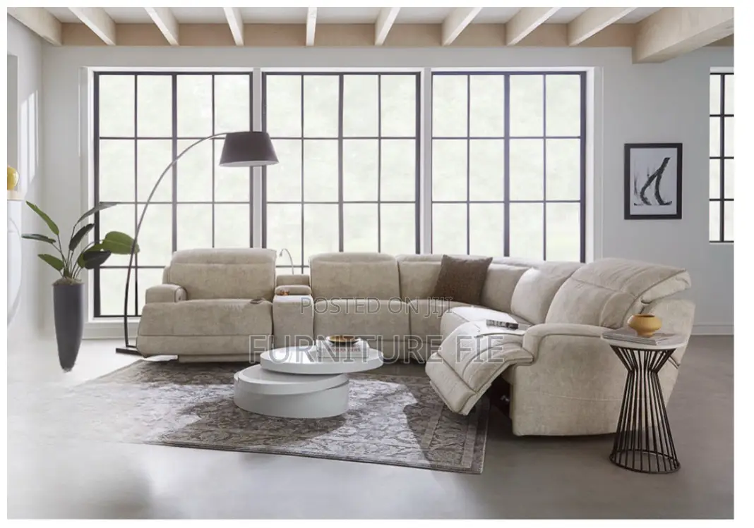Sebaston 6pcs Fabric Living Room Sectional With Recliners