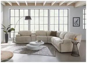 Sebaston 6pcs Fabric Living Room Sectional With Recliners