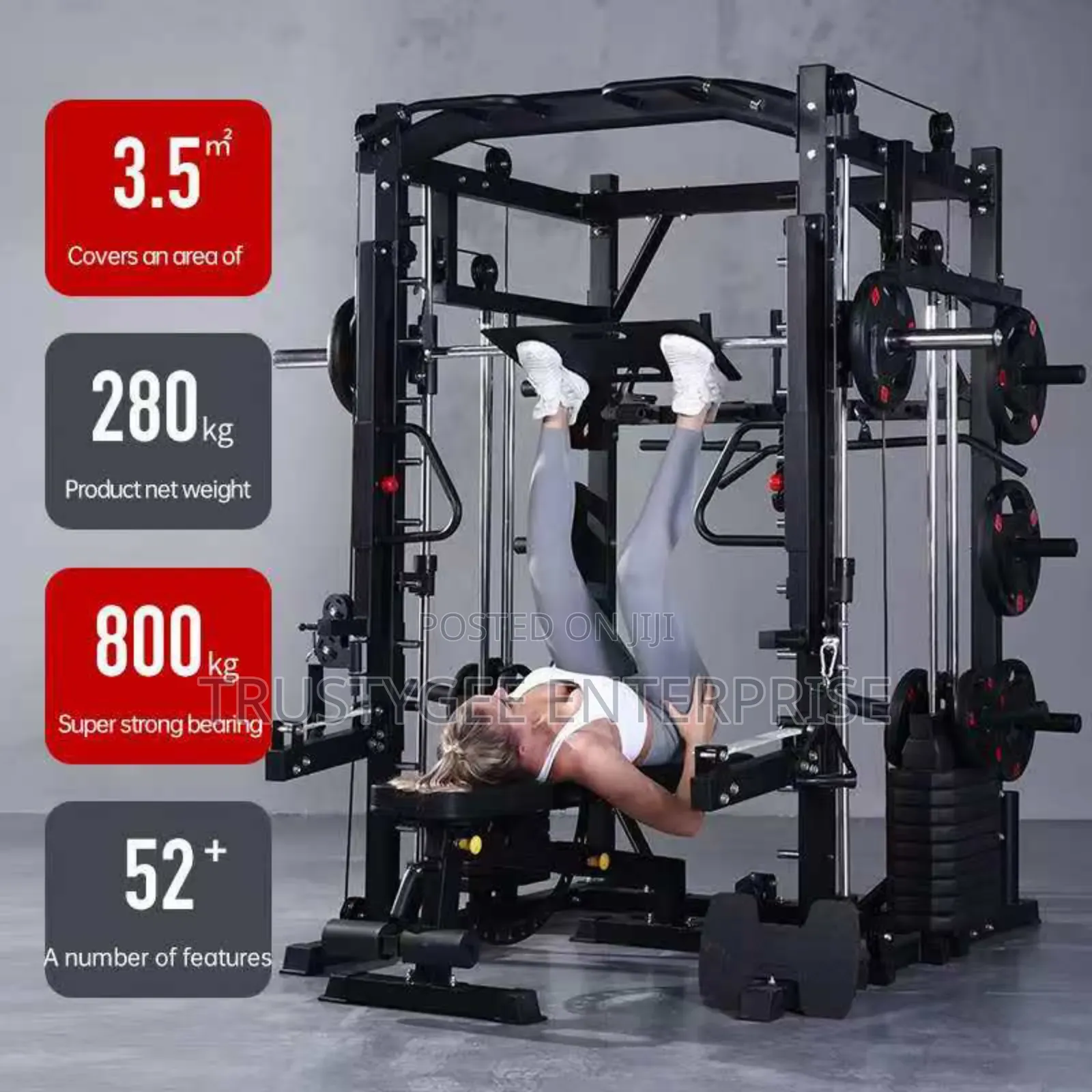 Smith Machine With 100kg Weight Plates and Commercial Bench