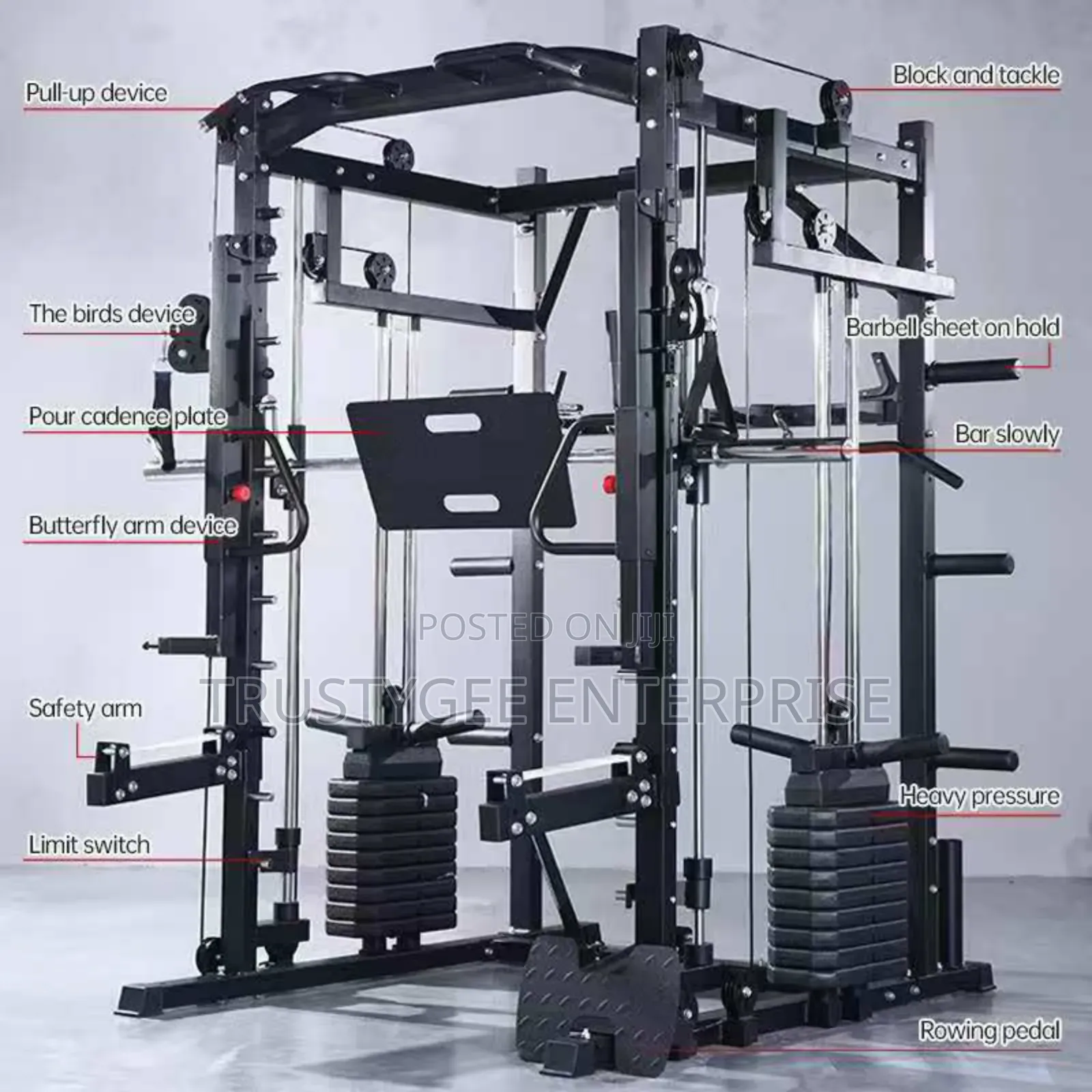 Smith Machine With 100kg Weight Plates and Commercial Bench