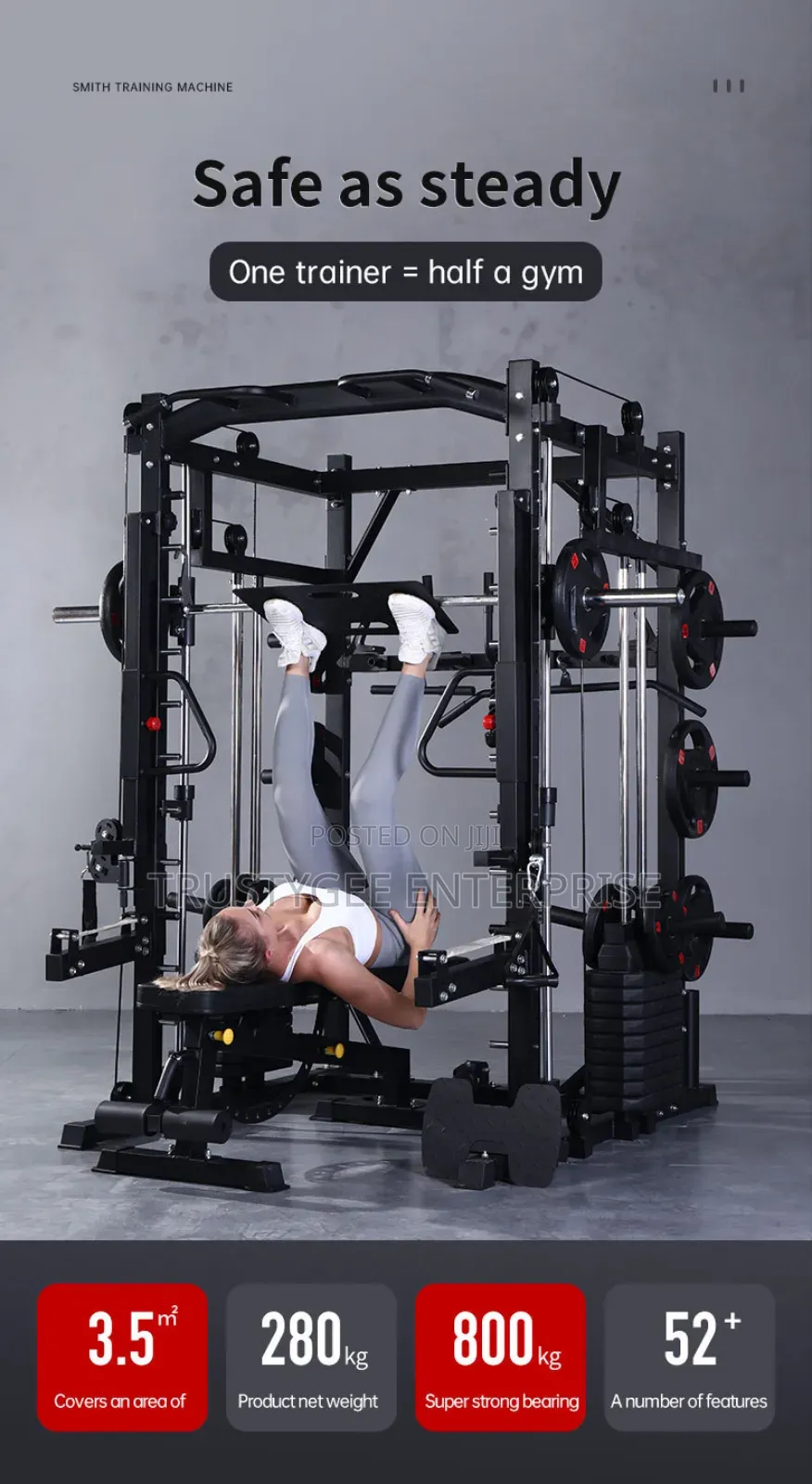 Smith Machine With 100kg Weight Plates and Commercial Bench