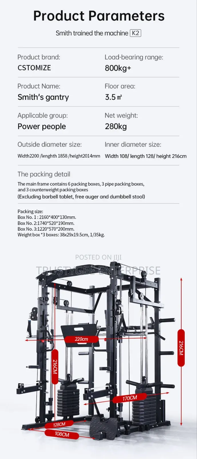 Smith Machine With 100kg Weight Plates and Commercial Bench