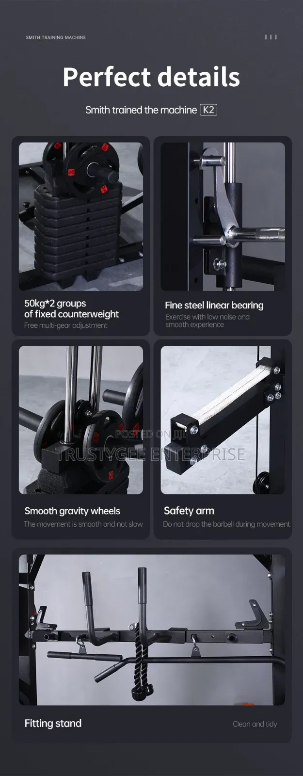Smith Machine With 100kg Weight Plates and Commercial Bench