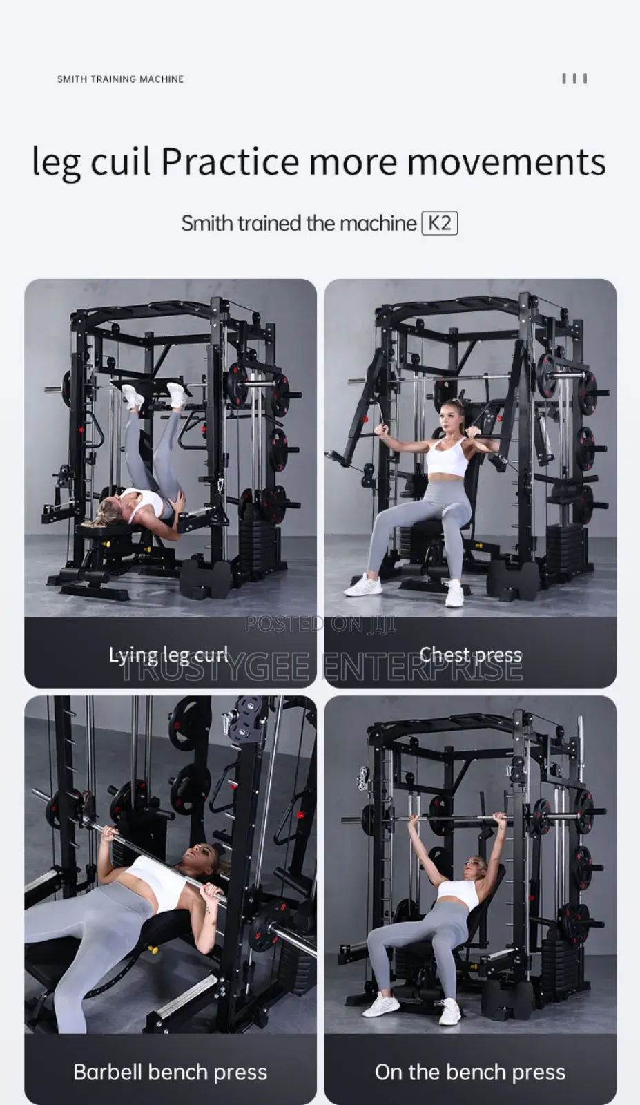 Smith Machine With 100kg Weight Plates and Commercial Bench