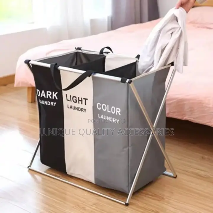 Large Foldable Oxford Home Storage Laundry Basket With Aluminum Frame