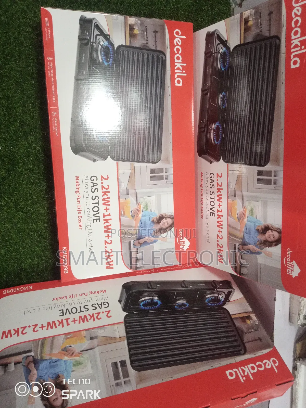 Amazing Decakila 3 Burner Gasstove 2.2kw+1kw+2.2kw Gas Stove