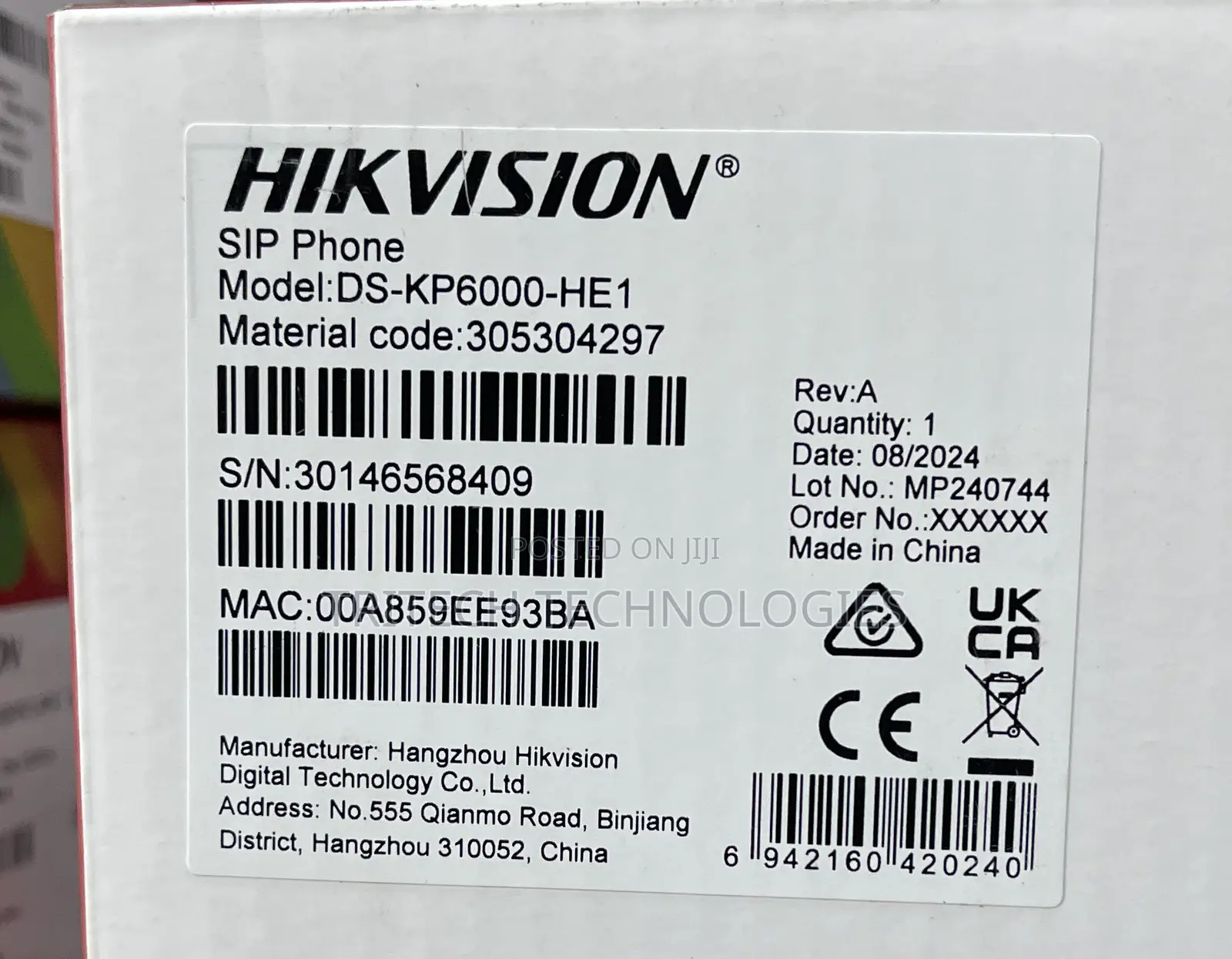 Hikvision Sip Telephone Ds-Kp6000-He1