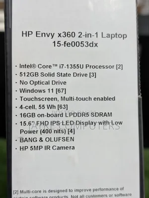 New Laptop HP Envy X360 16GB Intel Core I7 SSD 512GB