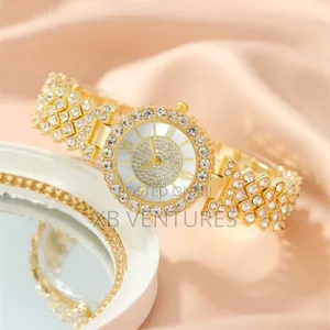 Fashion Watch +Bracelet + Necklace + Ring + Earrings - Pink