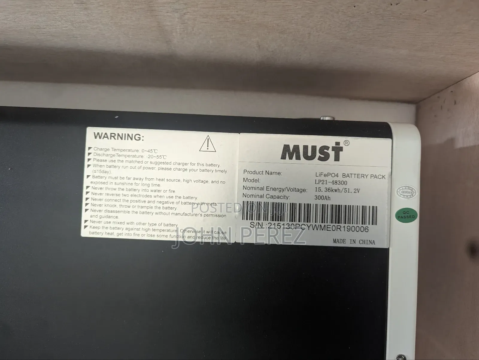 15kwh 300ah Must Lithium Battery