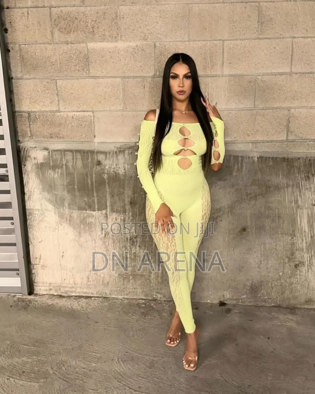 Fishnet Lingerie With Pearls Jumpsuit