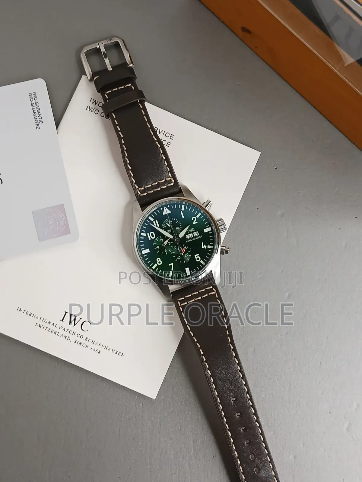 Iwc Pilot Green Dia Chronograph Watch for Gents