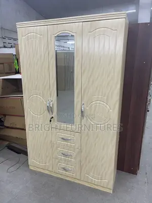 Three Doors Wardrobe With Mirror and Drawers