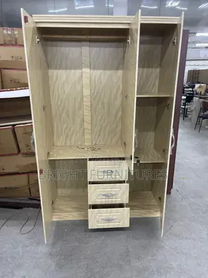 Three Doors Wardrobe With Mirror and Drawers