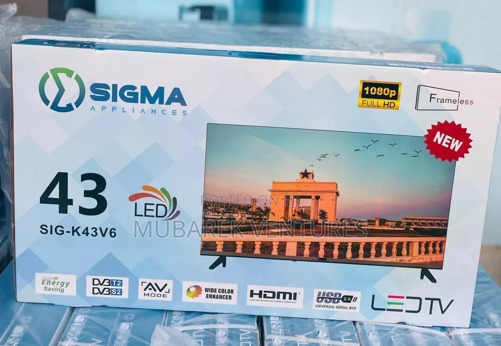Sigma 43 FHD Digital Frameless Satellite Tv + Free Wall