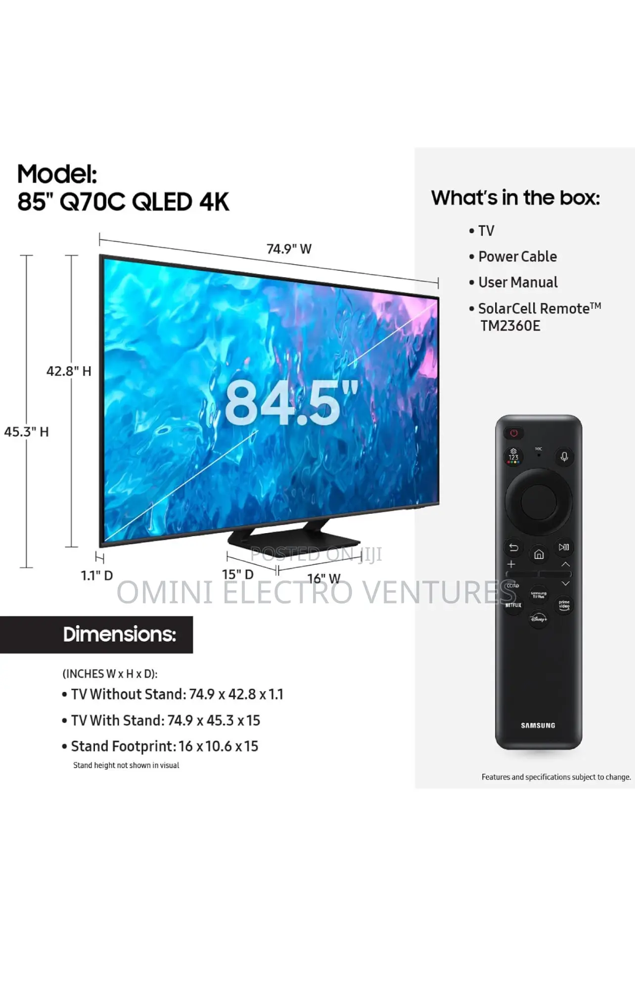 Brand New Samsung 85” Qled Smart Tv (Q70)