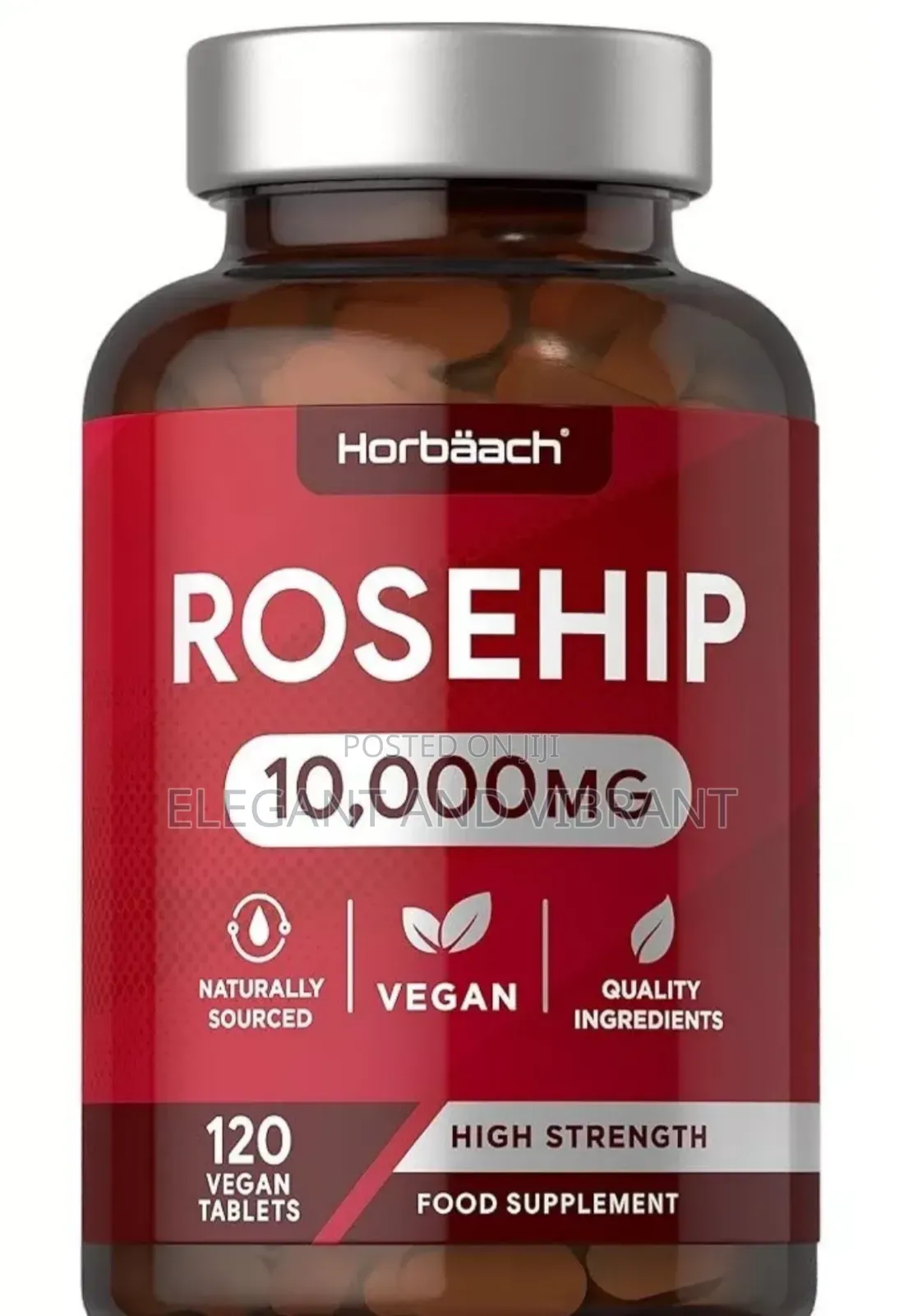 Rosehip Supplement 10,000mg |120 Vegan Tablets | By Horbaach