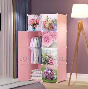 Pink 8 Cubes Plastic Wardrobe
