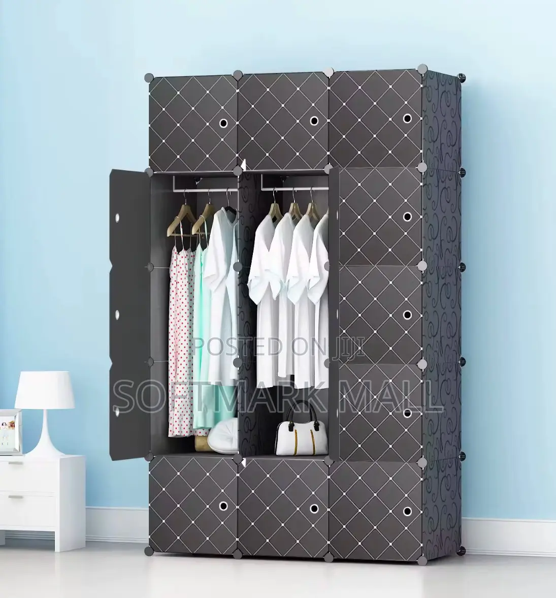 15 Cubes Plastic Wardrobe- Black