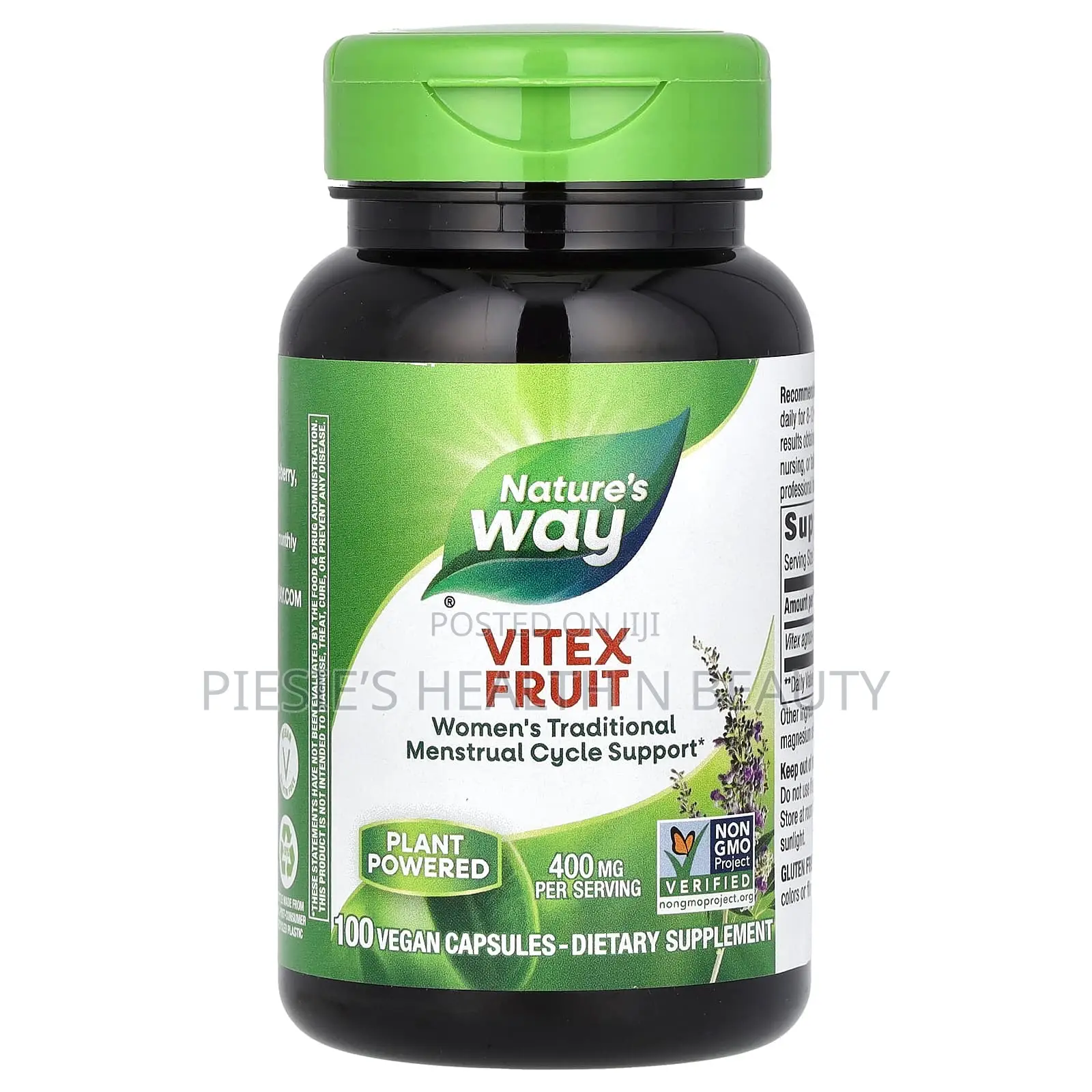 Nature's Way Vitex Fruit, 400 Mg, 100 Vegan Capsules