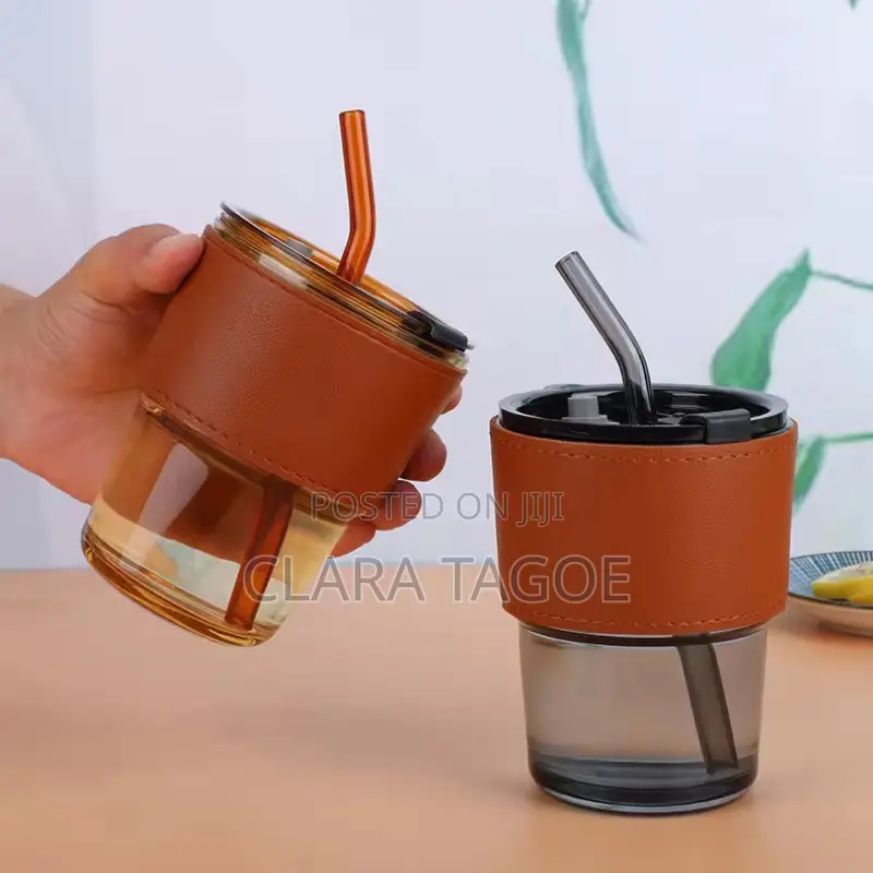 Glass Cup With Straw for Tea and Juices