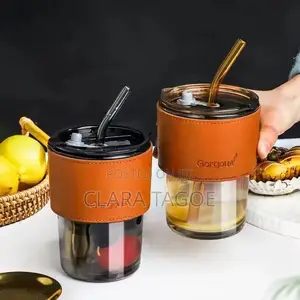 Glass Cup With Straw for Tea and Juices